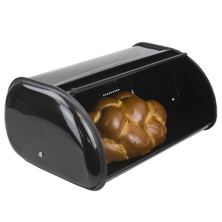 HDS TRADING Roll Up Lid Metal Bread Box, Black ZOR96013